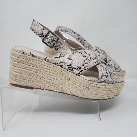 Bar III Wedge Espadrille Womens 11 Beige Bianka Slingback Strap Sandals Snake - Picture 3 of 8